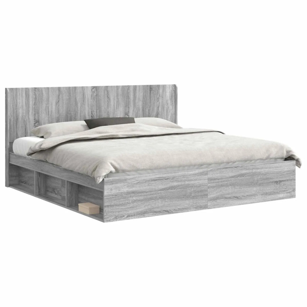 Struttura del letto con stoccaggio e testata Sonoma grigio 3413818