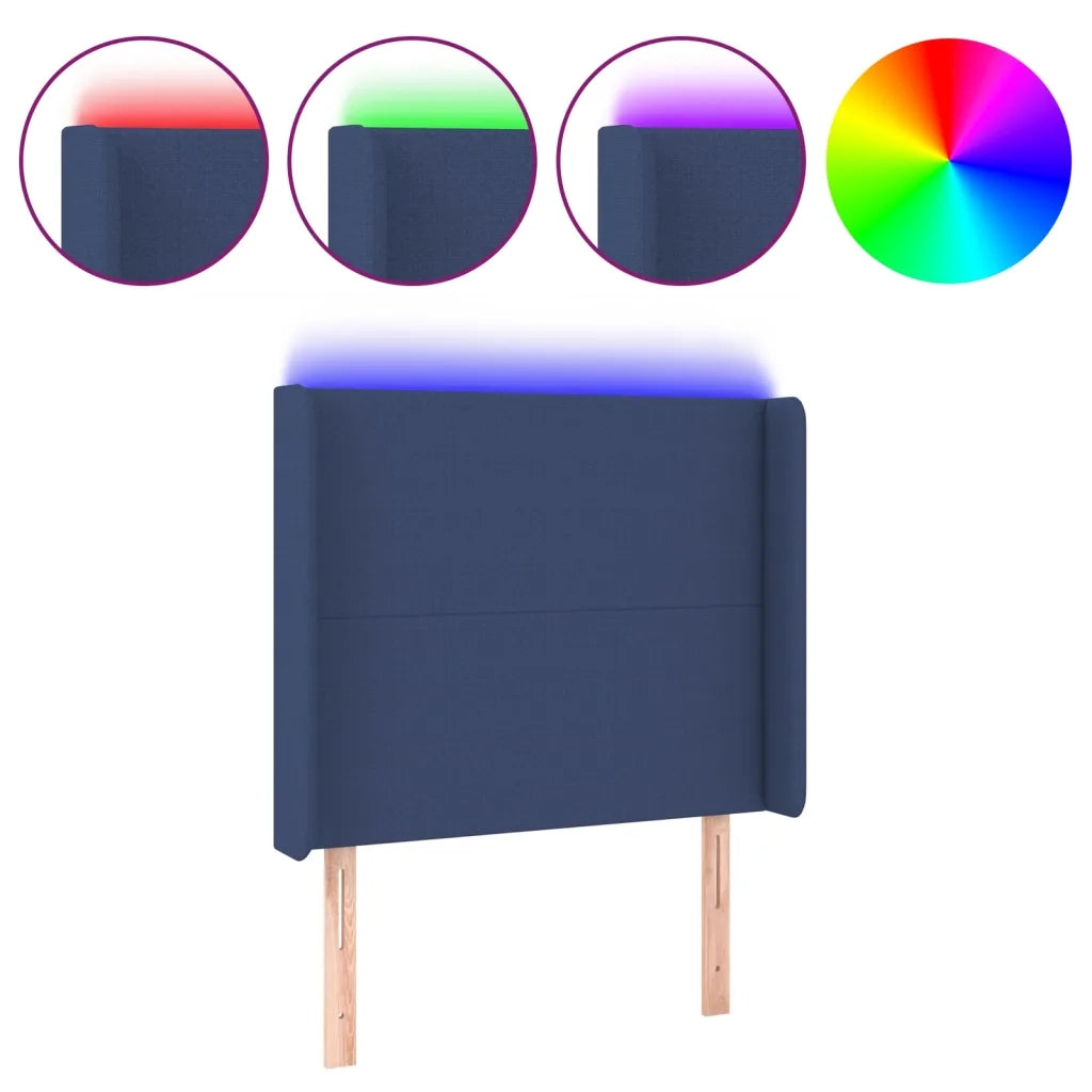 Testiera a LED Blu 93x16x118/128 cm in Tessuto 3123756