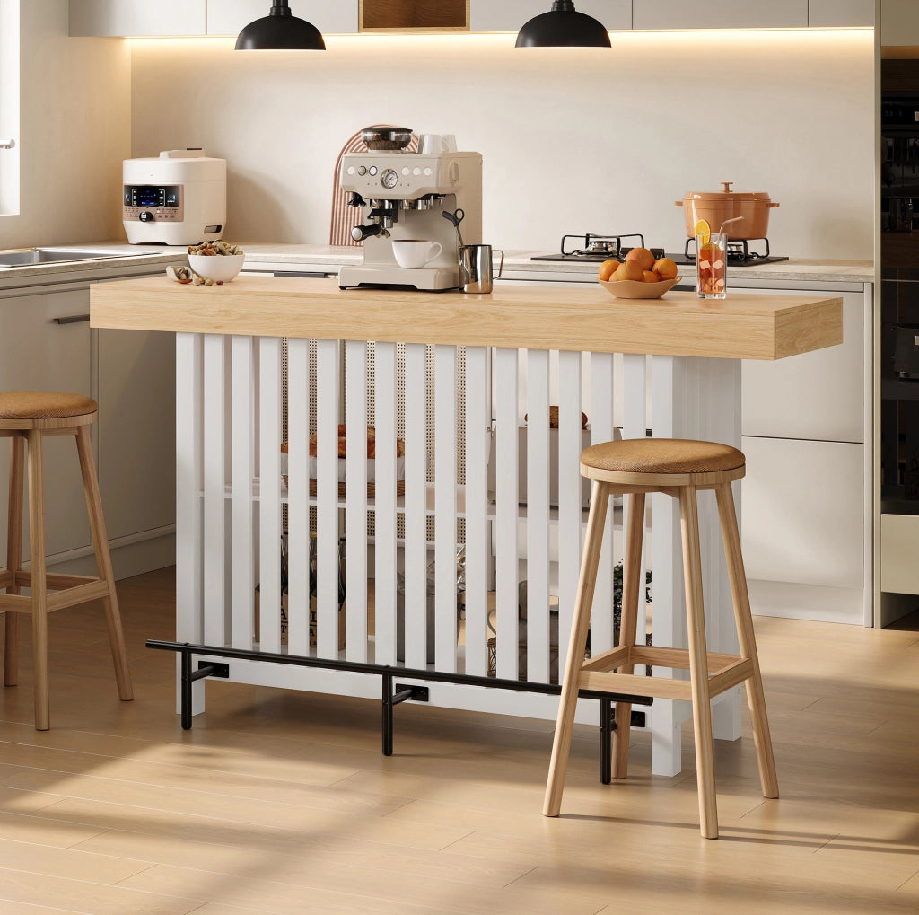 TAVOLO da bar 160x40x105 cm MDF Bianco con poggiapiedi e 2 ripiani