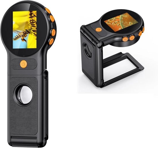 Microscopio digitale per bambini - Opvoubara microscopio con sensore 1080P - Schermo 2 pollici IPS - 2 MP - 500x ingrandimento - 8 LED integrati - Ideale come regalo per le vacanze - Nero