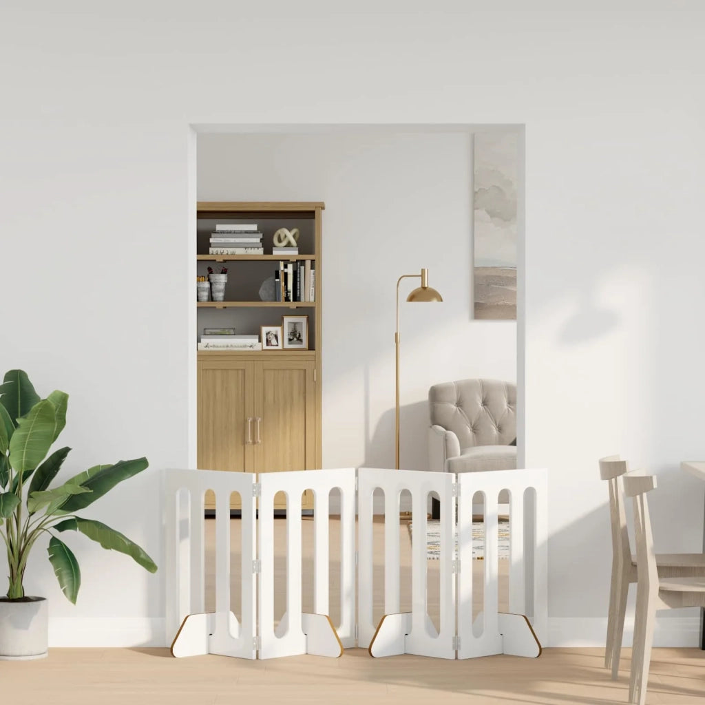 Recinto pieghevole per animali 4 pz Bianco Lucido CFW2415437