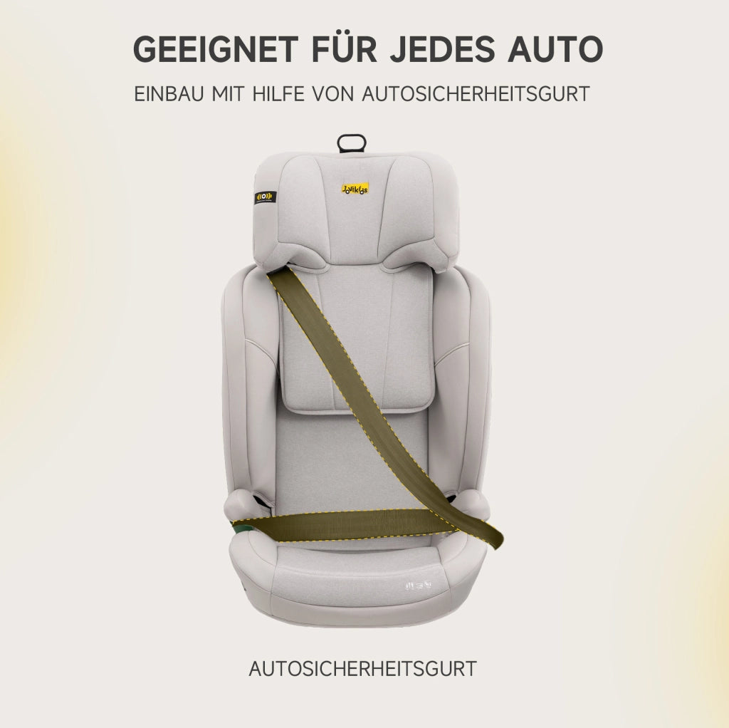Seggiolino auto bambino con schienale 100-150 cm beige, poggiatesta regolabile