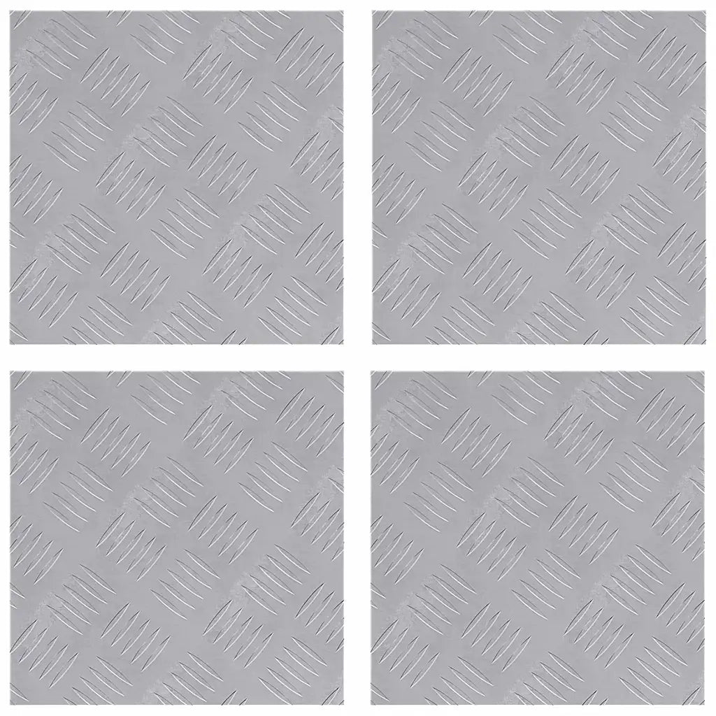 Gradini per Scale Quadrato 4 pz | Tappetini per scale autoadesivi Argento 30 x 30 cm Alluminio