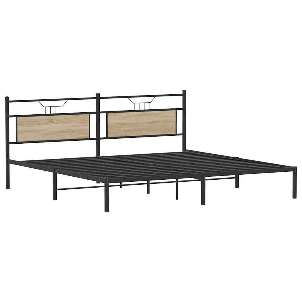 Letto matrimoniale | Letto per adulti | Giroletto senza Materasso Rovere Sonoma 193x201cm in Truciolato