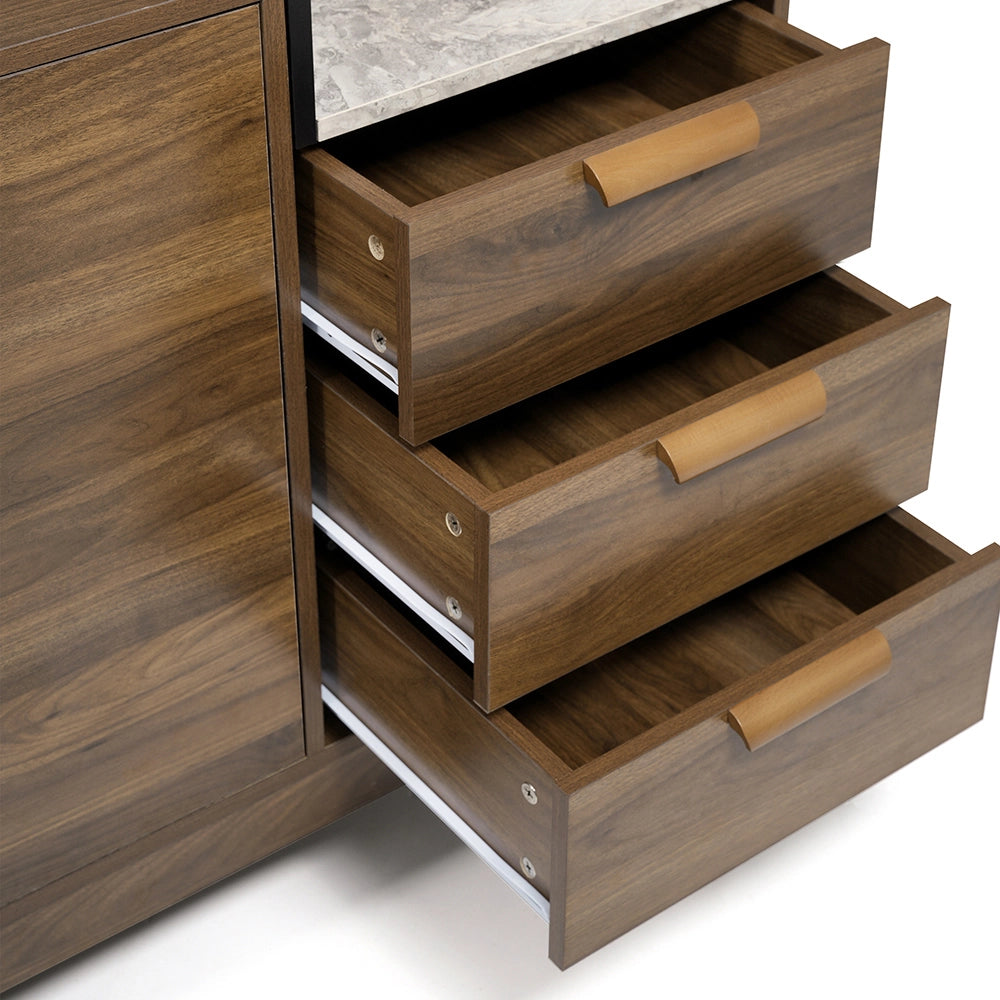 Com?? - Xylo - quercia/marmo 3cass+2porte H77cm