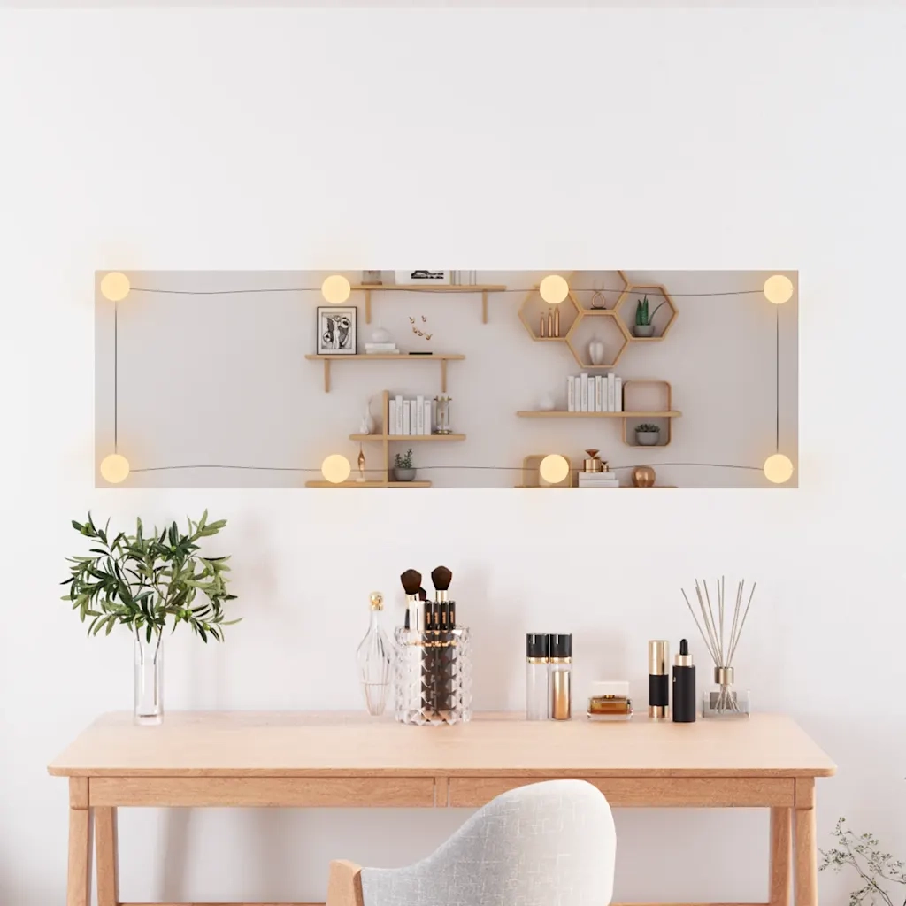 Specchio da Parete con Luci LED-Specchio a Muro-Specchio Decorativo 30x100 cm Vetro Rettangolare