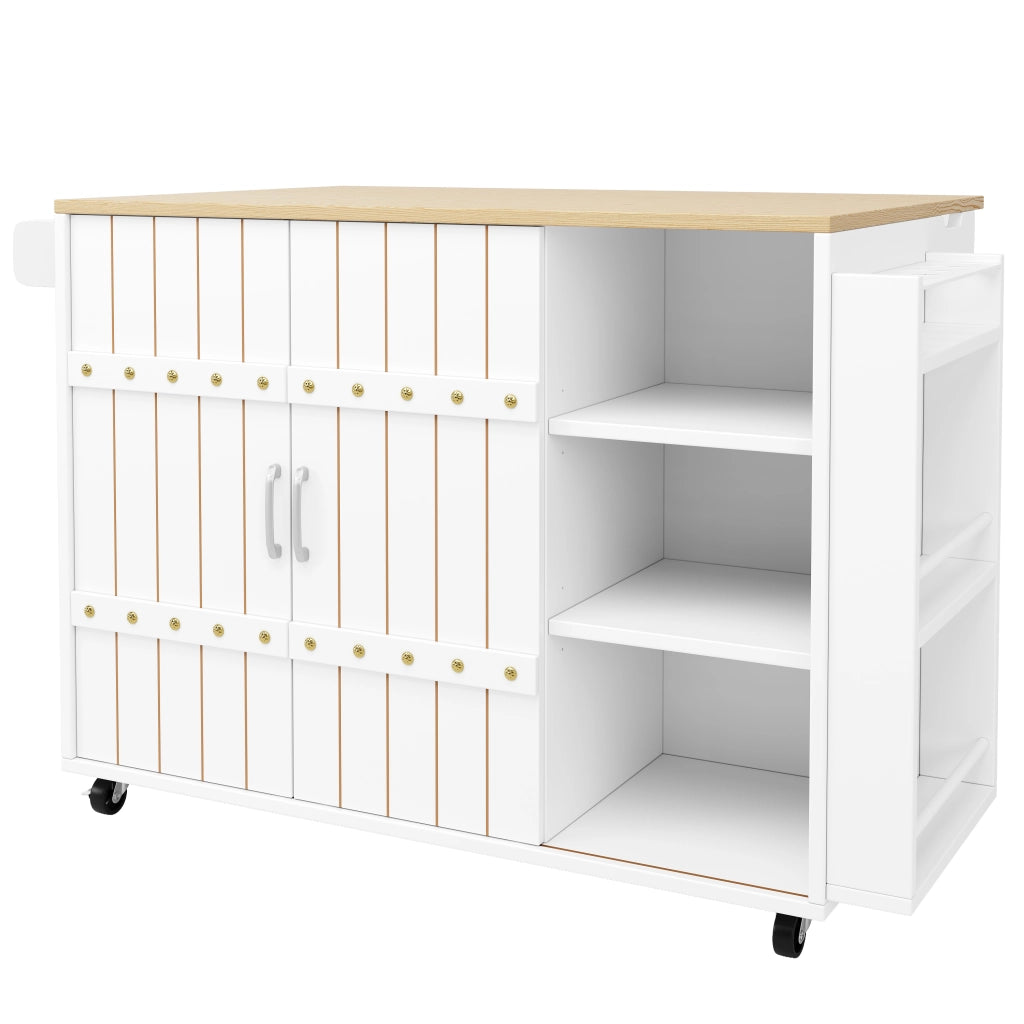Carrello da cucina con piano ribaltabile 3 cassetti ante scorrevoli ripiano laterale MDF bianco 110 × 42 × 90 cm