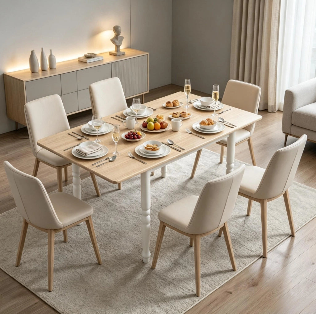 Tavolo da pranzo pieghevole allungabile in MDF e acciaio, fino a 6 posti, superficie effetto legno naturale, 74-134 cm