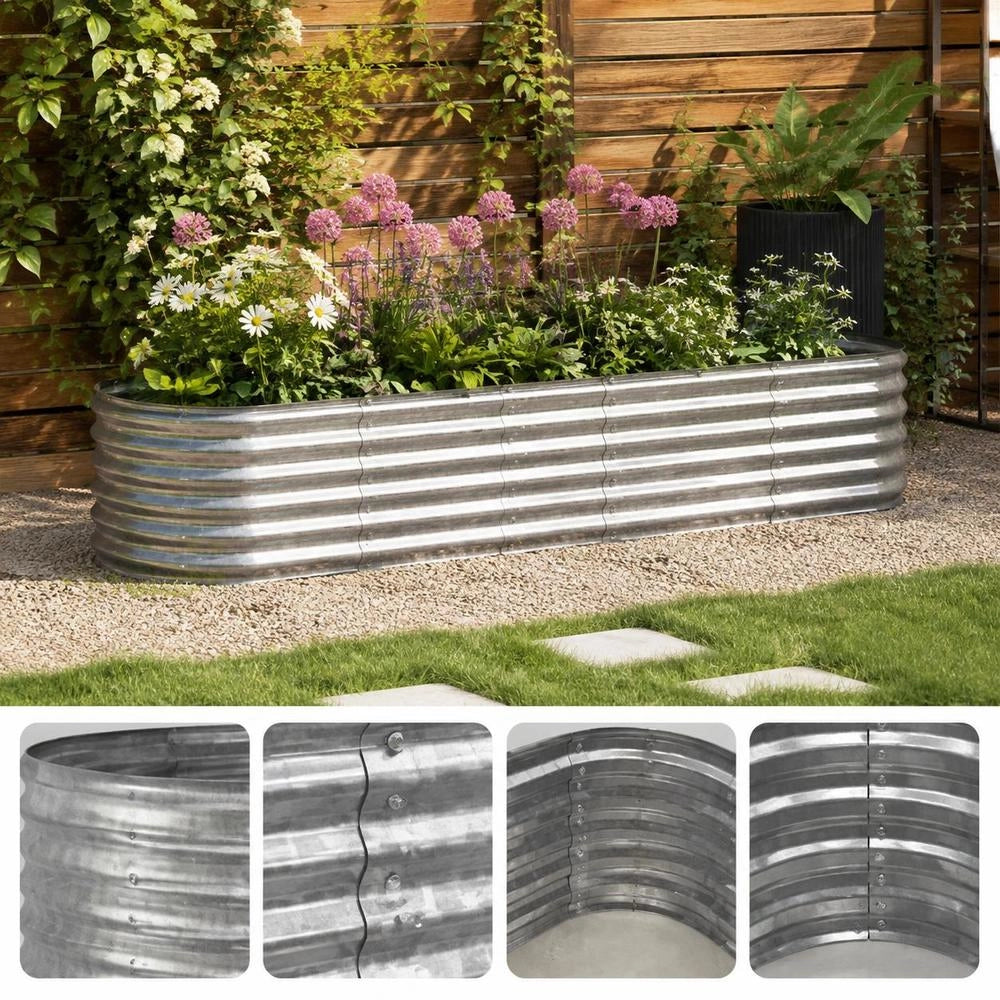 Raised Bed Galvanized Steel 224x80x36 Cm Silver