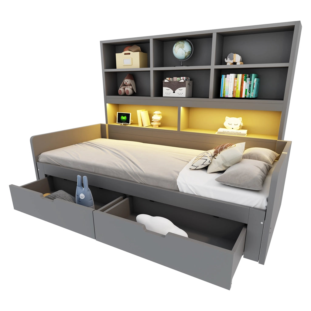 letto multifunzione mdf grigio 204 x 204 cm