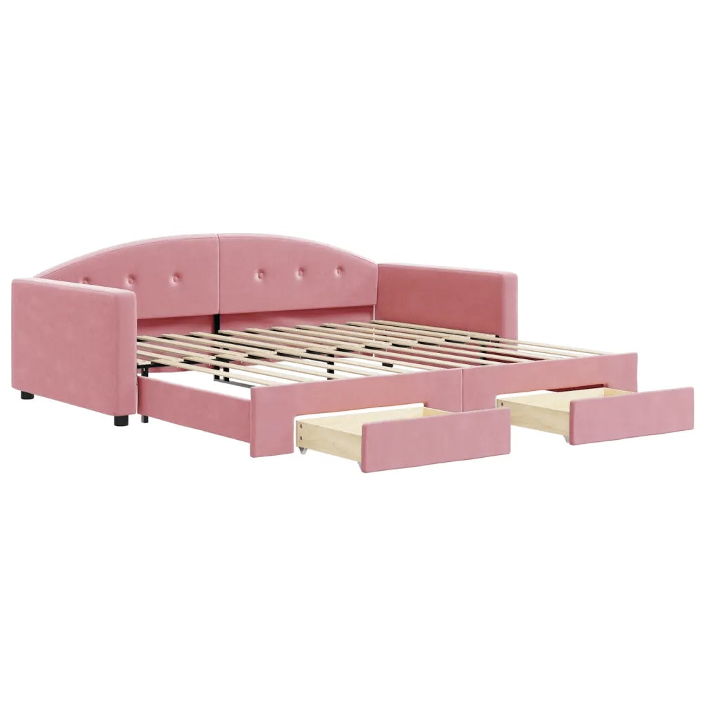 Divano Letto Estraibile con Cassetti-Sofa Letto-Daybed Rosa 100x200 cm Velluto 536122