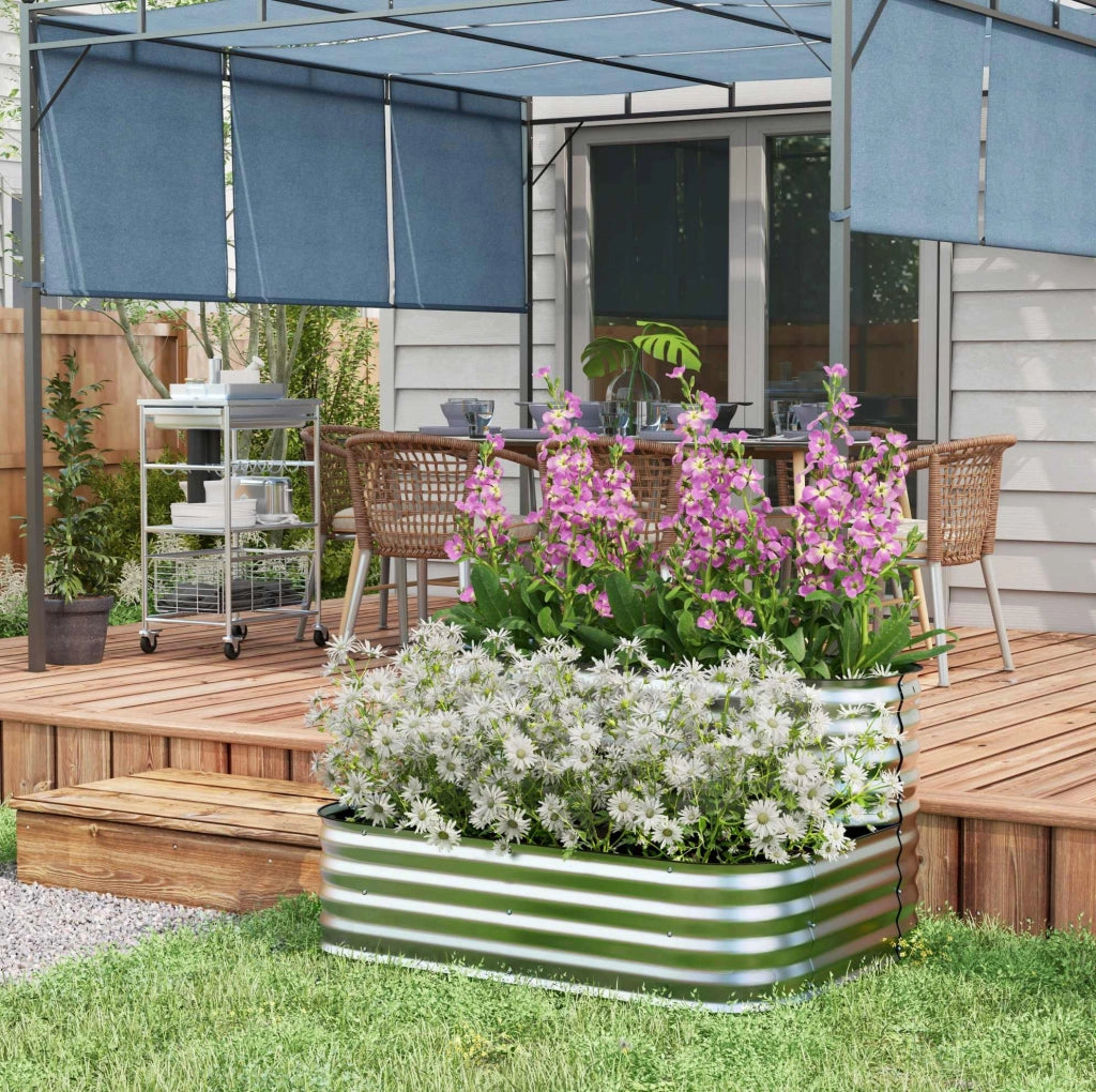 Scaffale da Giardino a 2 Livelli in Acciaio Zincato 118x45x30 cm, Resistente e Pratico per Piante e Verdure