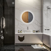 Specchio bagno LED rotondo Ø 60 cm con touch, 3 colori di luce, antiappannamento e cornice in alluminio bianca