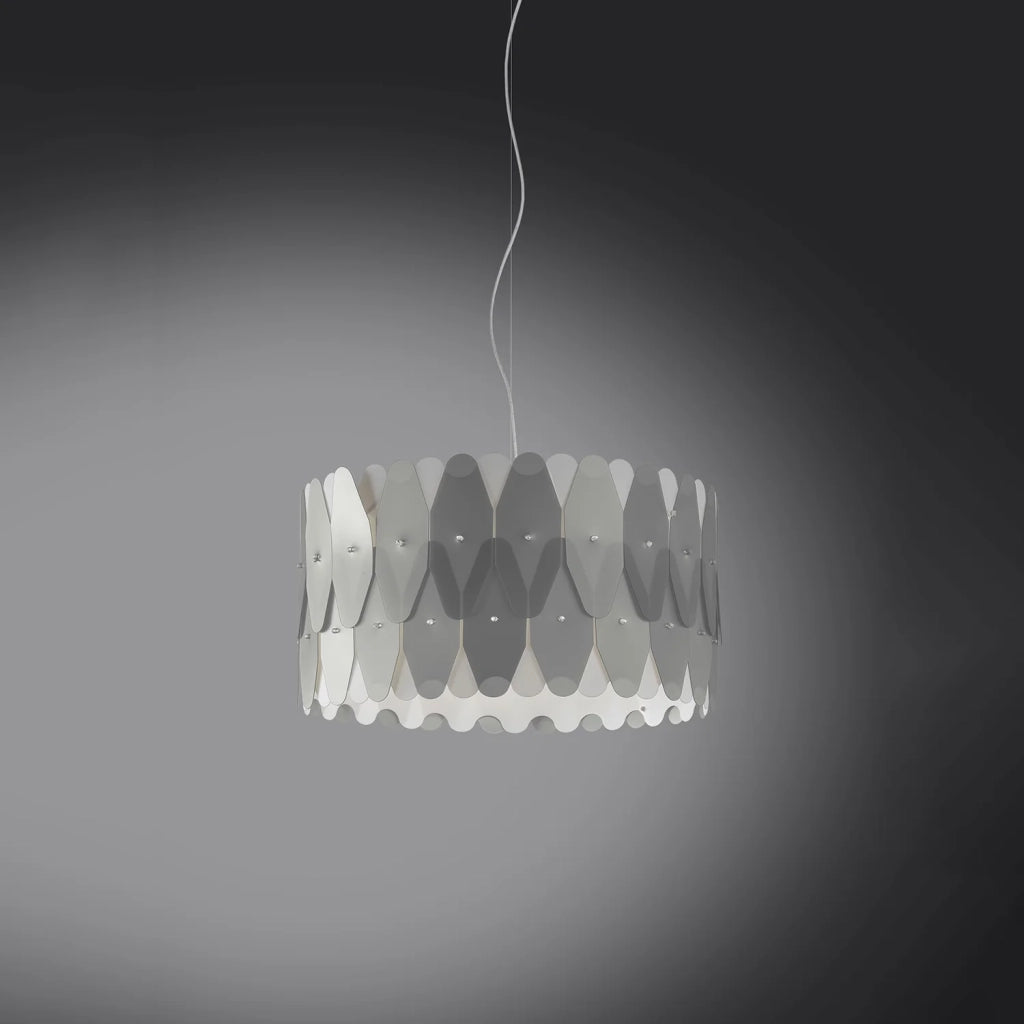 Sospensione Moderna Amanda Polilux ® Argento E Metallo Cromo 1 Luce E27 D40Cm