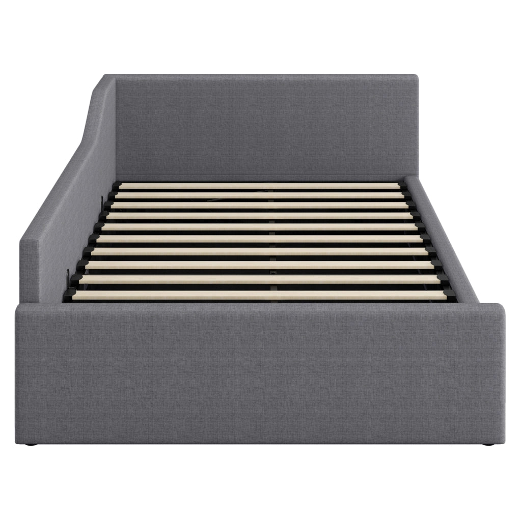 Divano Letto Imbottito 140x200 con Contenitore Sotto, Grigio