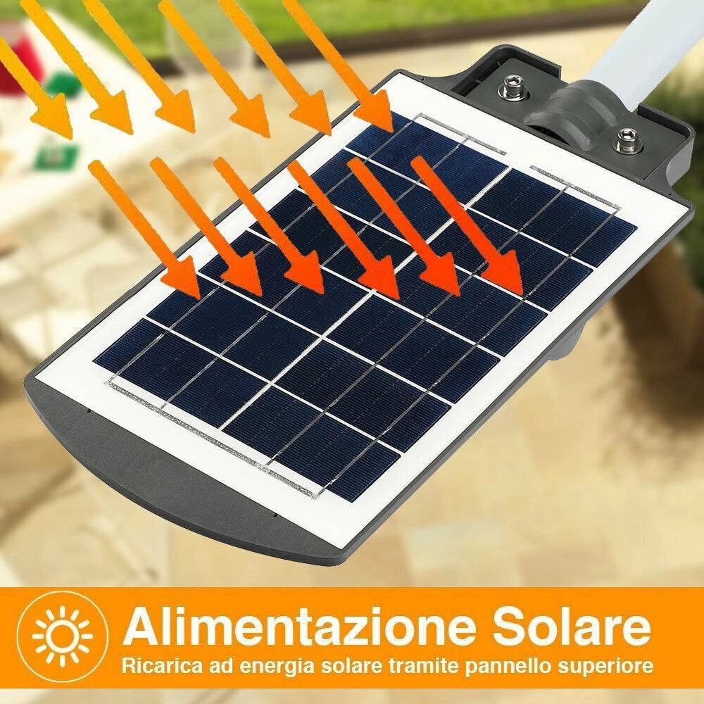 Trade Shop - Lampione Stradale Faro Led 30w Solare Luce Esterno Sensore Movimento Telecomando -