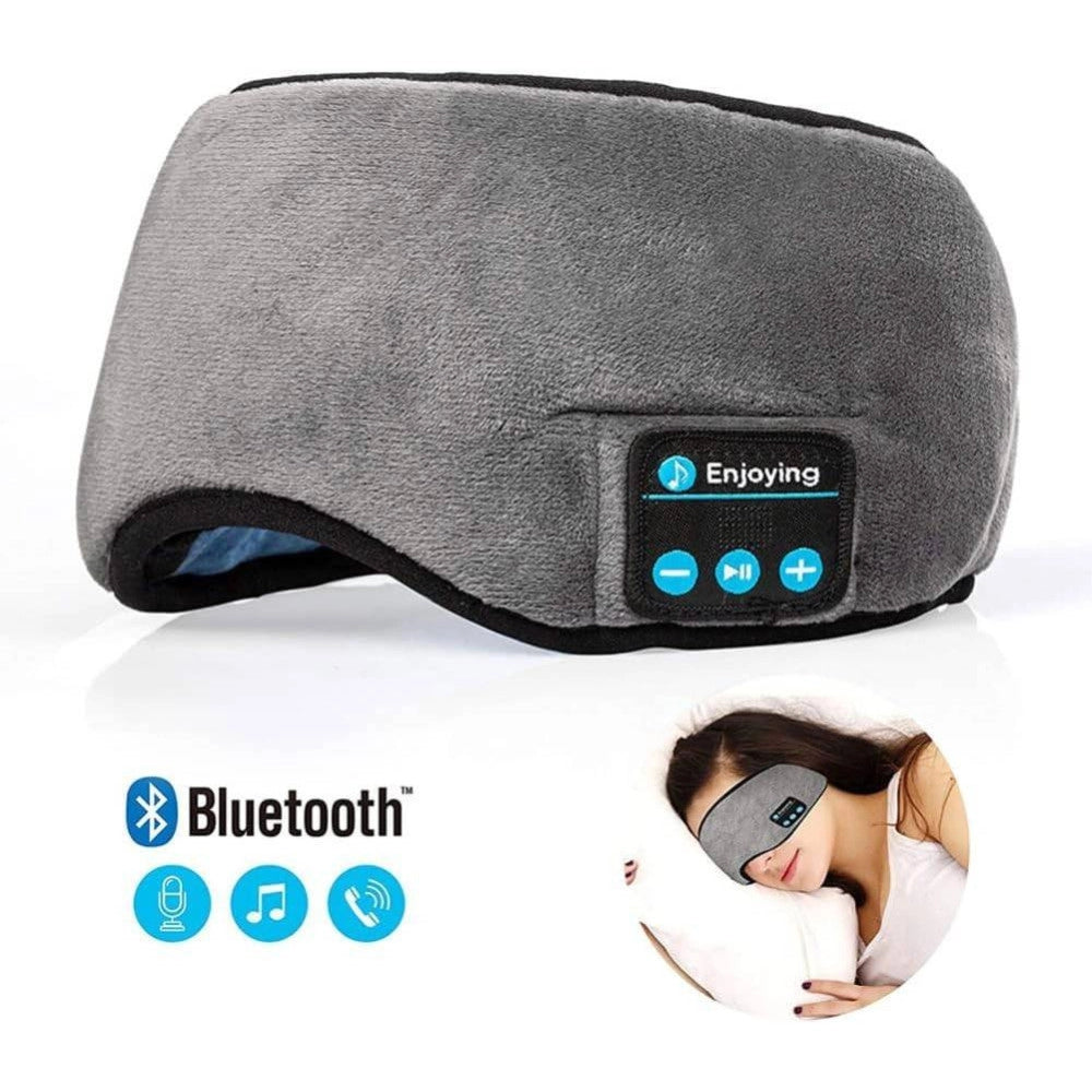 Trade Shop - Mascherina Occhi Per Dormire Con Cuffie Wireless Integrate Bluetooth 5.0 Morbida -