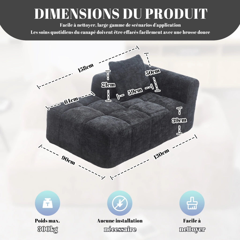 Divano letto confortevole - Zephmum - Con cuscini e tasche laterali