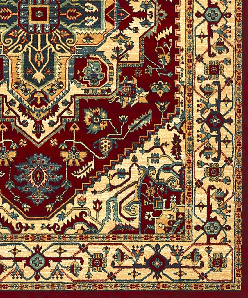 Tappeto KAZAKH 1535 rosso e oro cm.140x200 stile orientale persiano alta qualità con effetto lucente