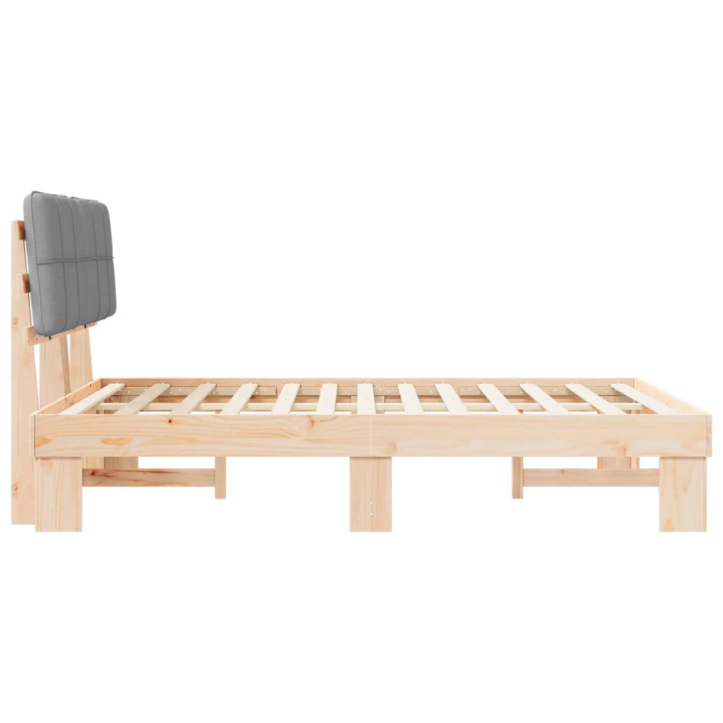 Letto con Testiera Rivestita Grigio chiaro 135 x 190 cm 877429