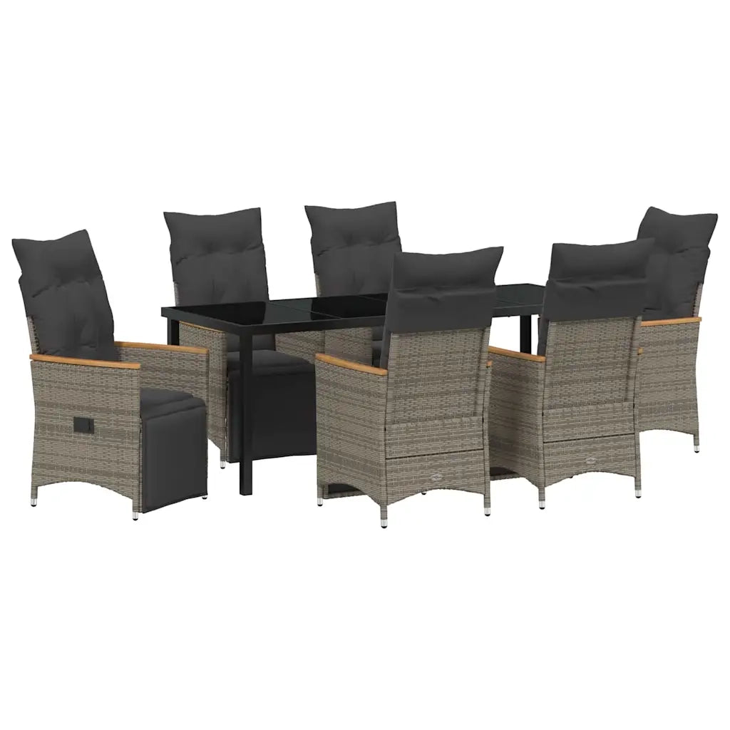 Set da Pranzo per Giardino con cuscino 7 pcs Grigio polyrattan 3379630