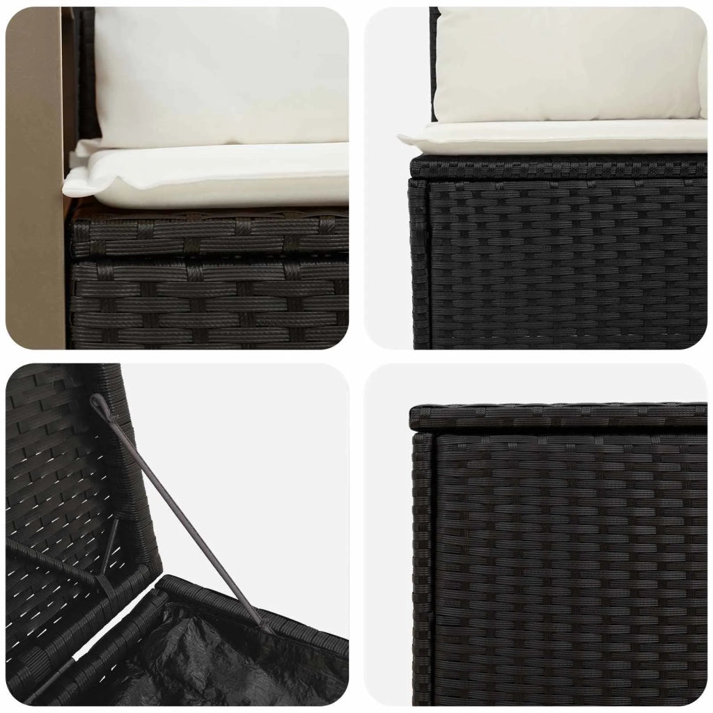 Set di divani 5 pz Nero e Bianco Crema 3447957