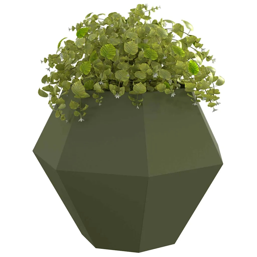 Fioriera 2 pcs Verde oliva 100 x 100 x 80 cm Acciaio 884031