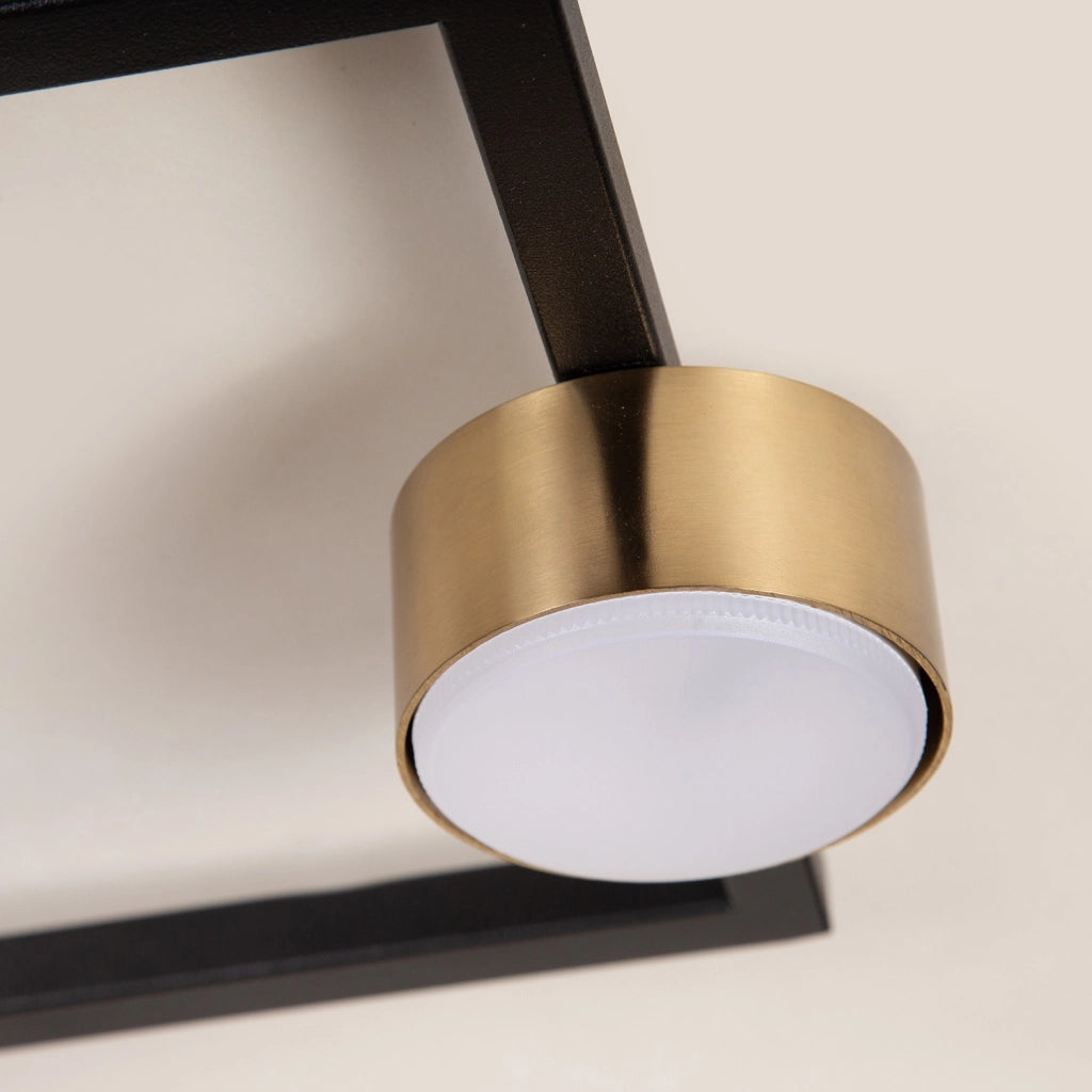 Plafoniera moderna nera rettangolare spot oro Frame Sigma