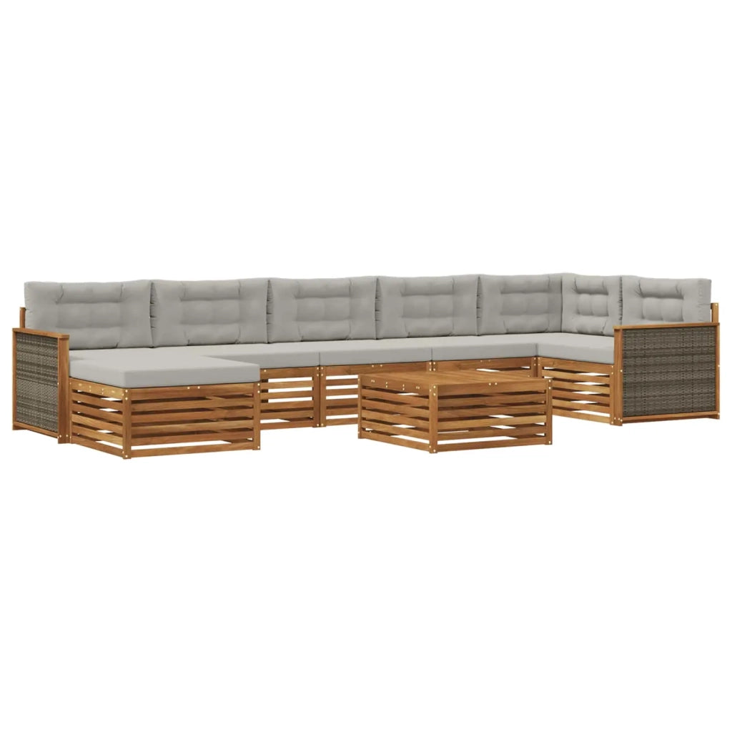 Set di divani da esterno 8 pz Naturale e Grigio Chiaro 3383649