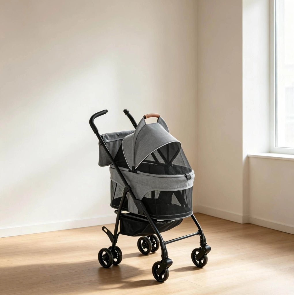 Passeggino per cani 69x47x101 cm in tessuto Oxford grigio, pieghevole -