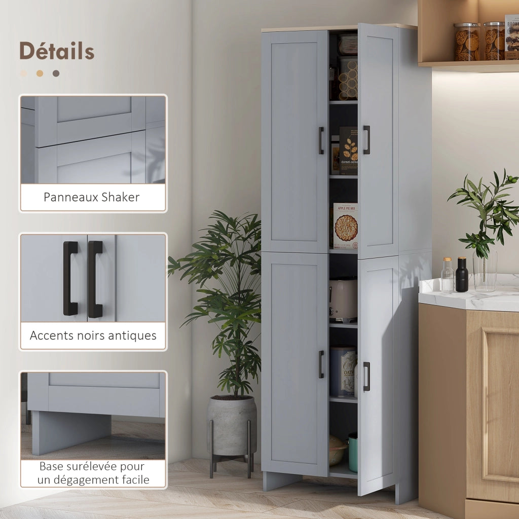 Armadio da Cucina con 4 Porte e Ripiani ¨C Minimal ¨C Grigio 170 cm