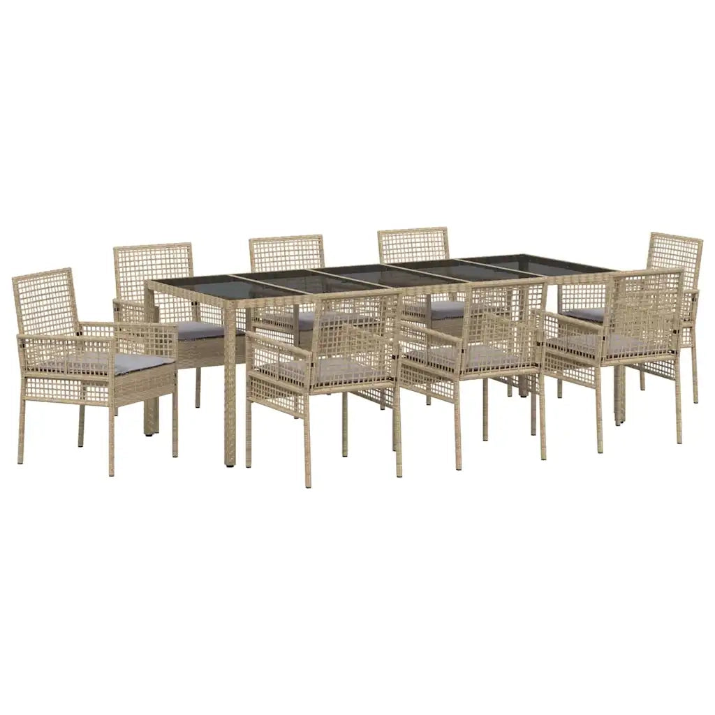 Set da Pranzo per Giardino 9 pcs Beige polyrattan 3334885