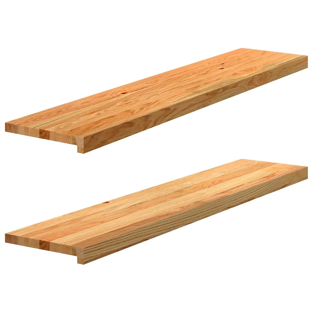 Gradini 2 pz | Tappetini per scale autoadesivi Marrone Chiaro 120x25x2 cm Legno Massello Rovere