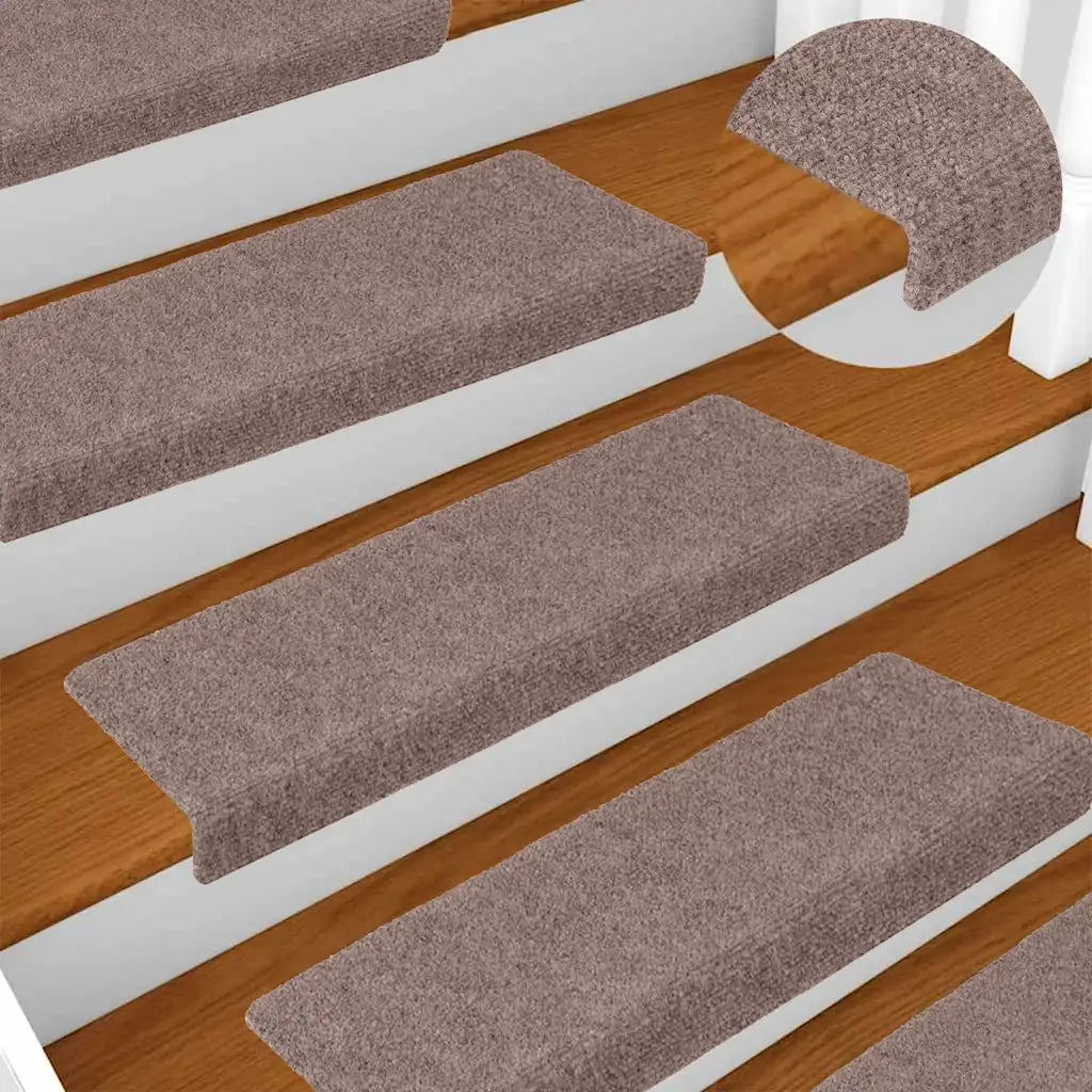 Tappetini per scale autoadesivi 10 pz | Gradini per Scale 65x21x4 cm Marrone Chiaro Bordo rettangolare