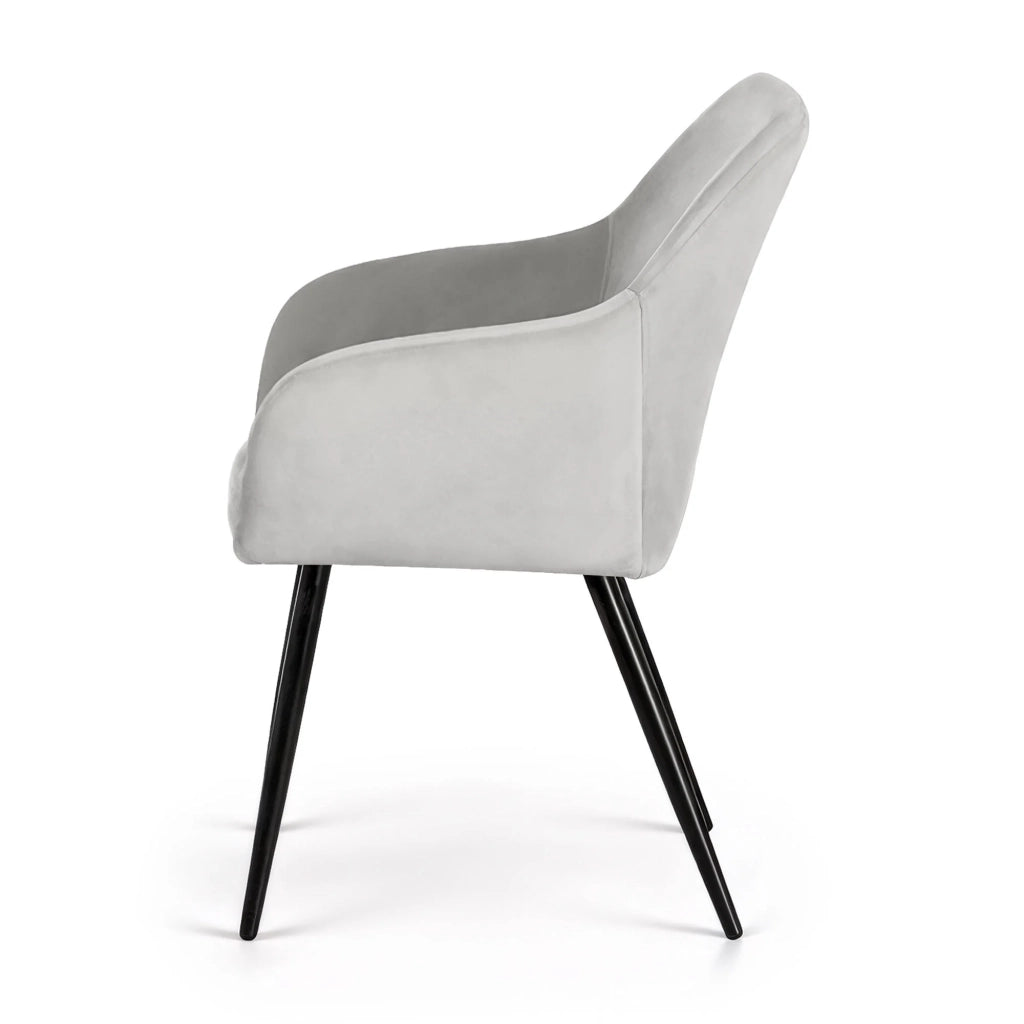 Set di 4 Sedie in velluto liscio ESTELLE Grigio gambe nere