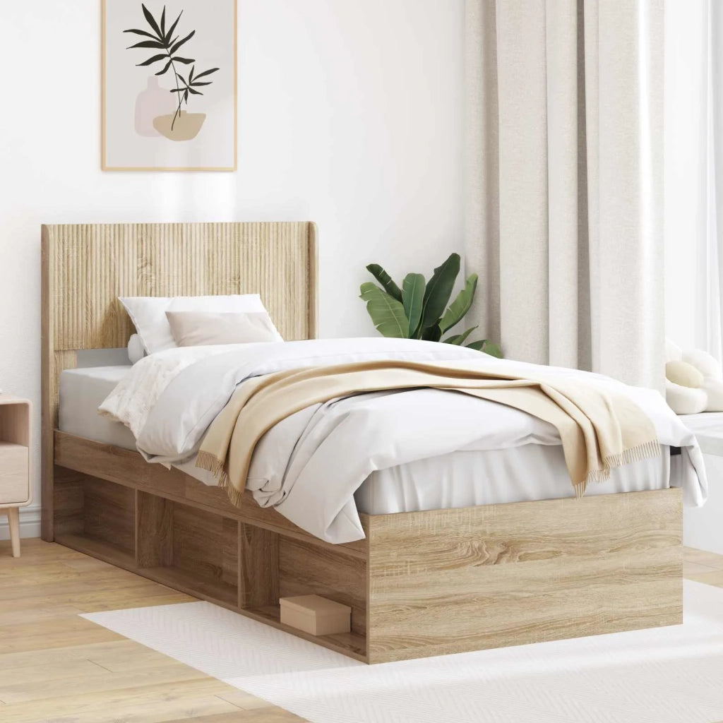 Struttura del letto con stoccaggio e testata Rovere Sonoma 3414261