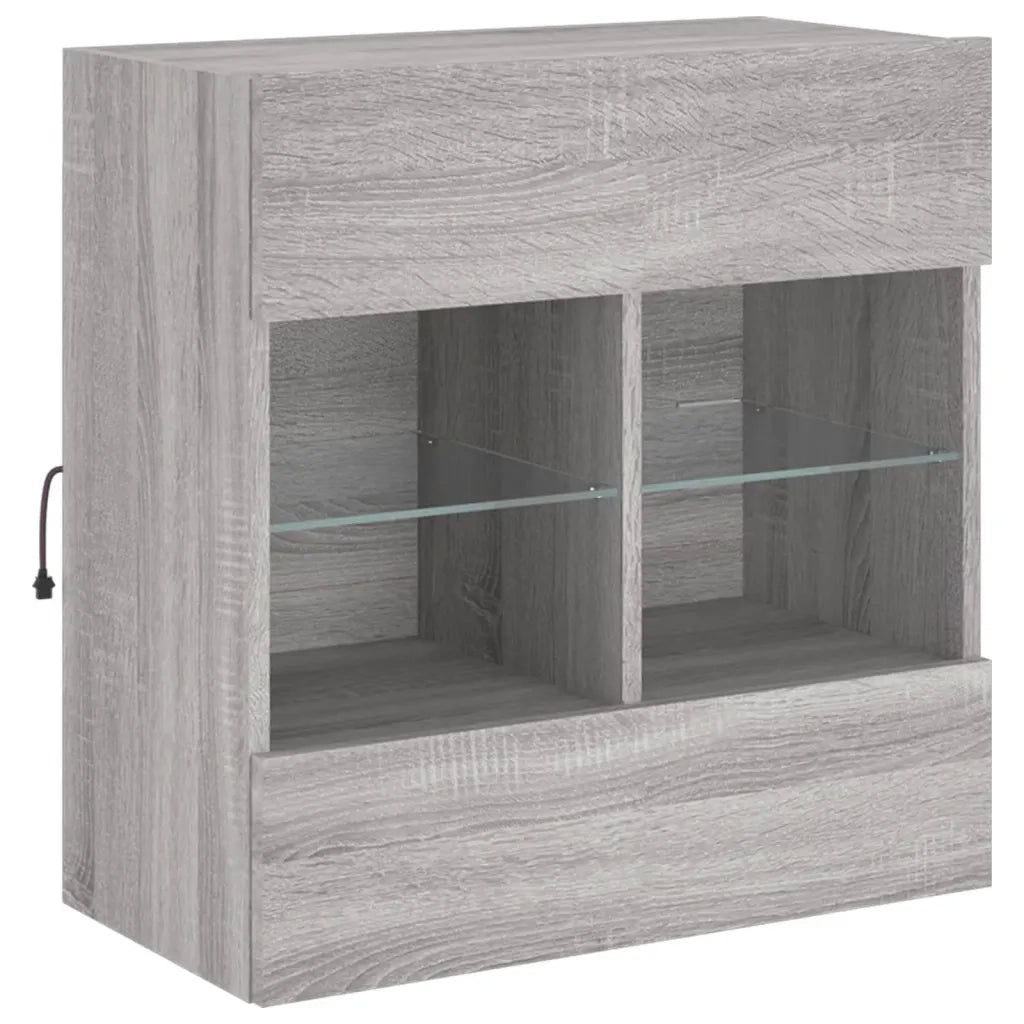 Mobile TV a Parete con Luci LED Grigio Sonoma 58,5x30x60,5 cm 837097