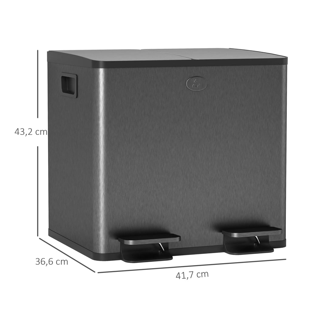 Cestino doppio ¨C Minimal ¨C Acciaio inox, plastica, nero