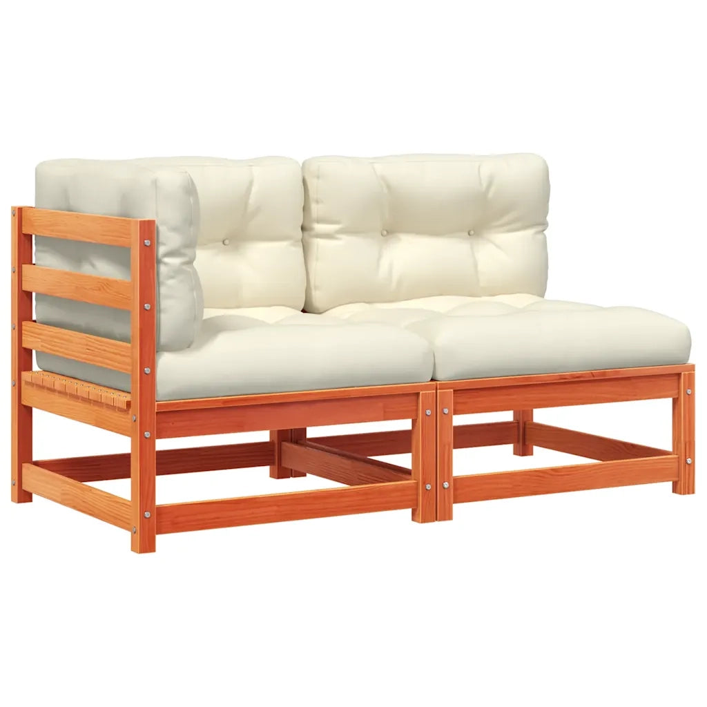 Divano Giardino con Cuscini 2 Posti-Sofa da Giardino-Divanetto da esterno Marrone Cera Massello Pino