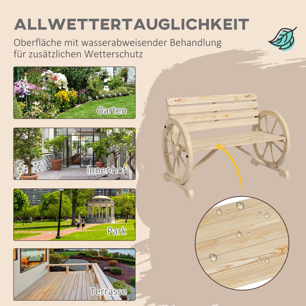 Panchina Da Giardino 2 Posti Con Schienale Alto In Legno Naturale Stile Rustico Portata 240 Kg