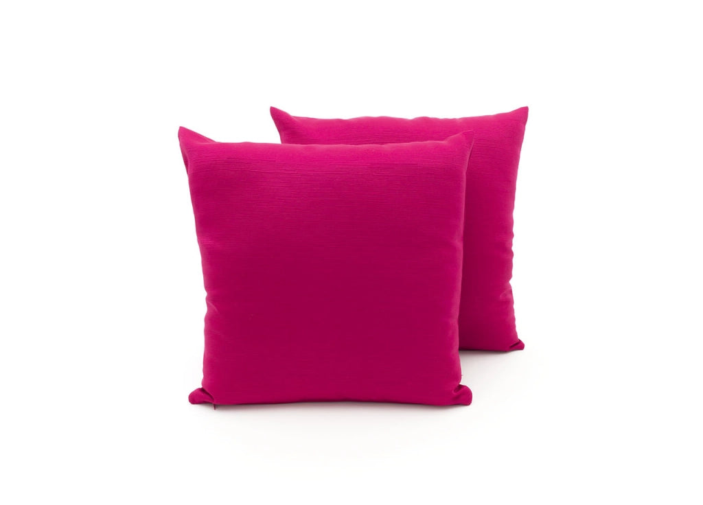 Coppia Cuscini Arredo Imbottiti Tessuto Ottoman In Tinta Unita Colore Fucsia 30 - 40x40 - Fuxia 30