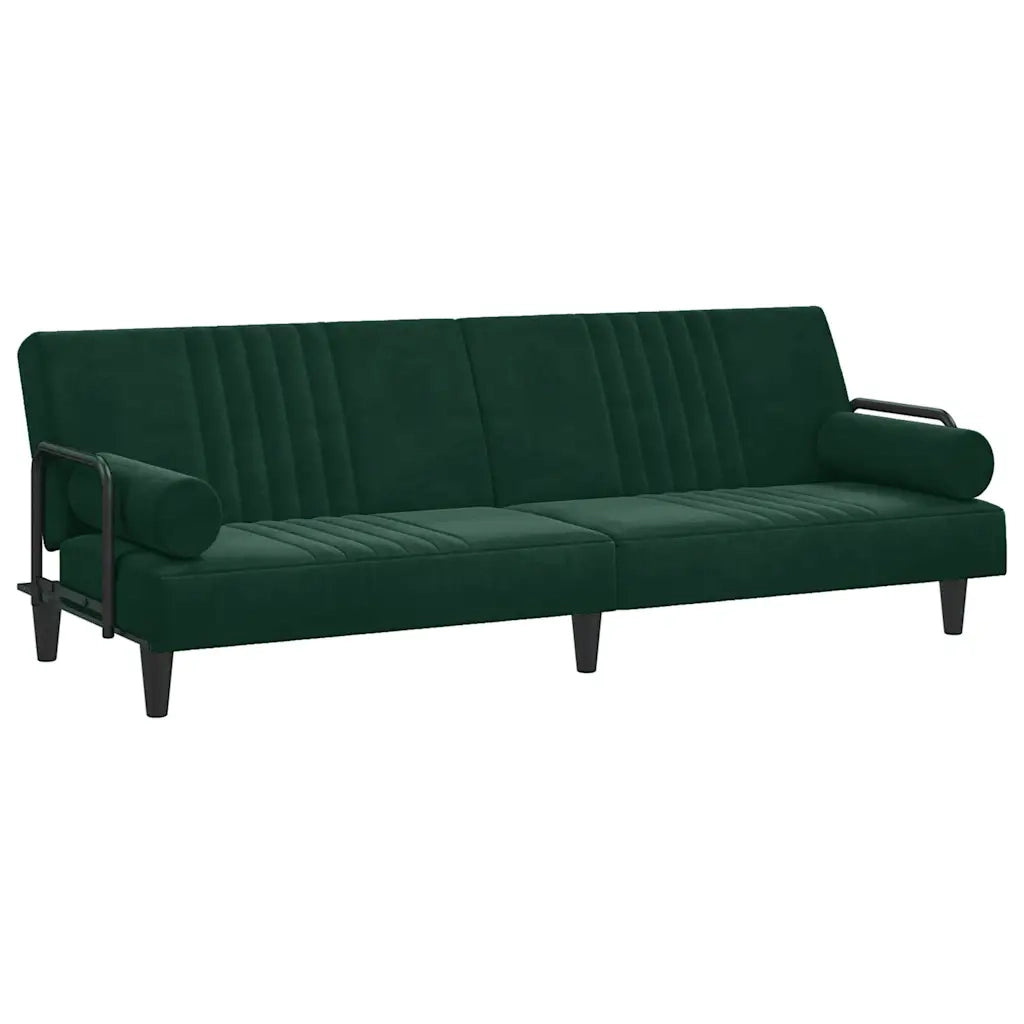 Divano letto | Sof¨¤ letto | Letto singolo con Braccioli Verde Scuro in Velluto