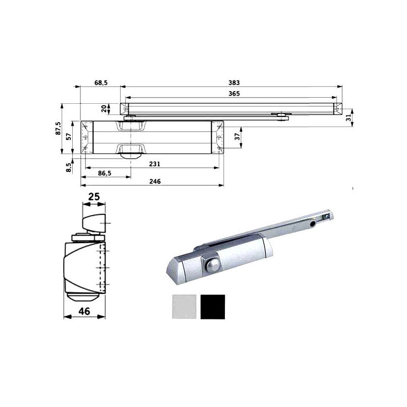 Chiudiporta Aerodinamico Argento Ts 90 Dorma