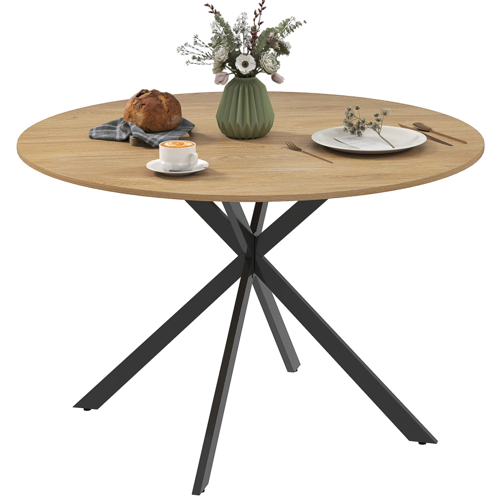 Tavolo da pranzo rotondo per 4 persone con gambe in acciaio ¨C Minimal ¨C Eiche, effetto industriale