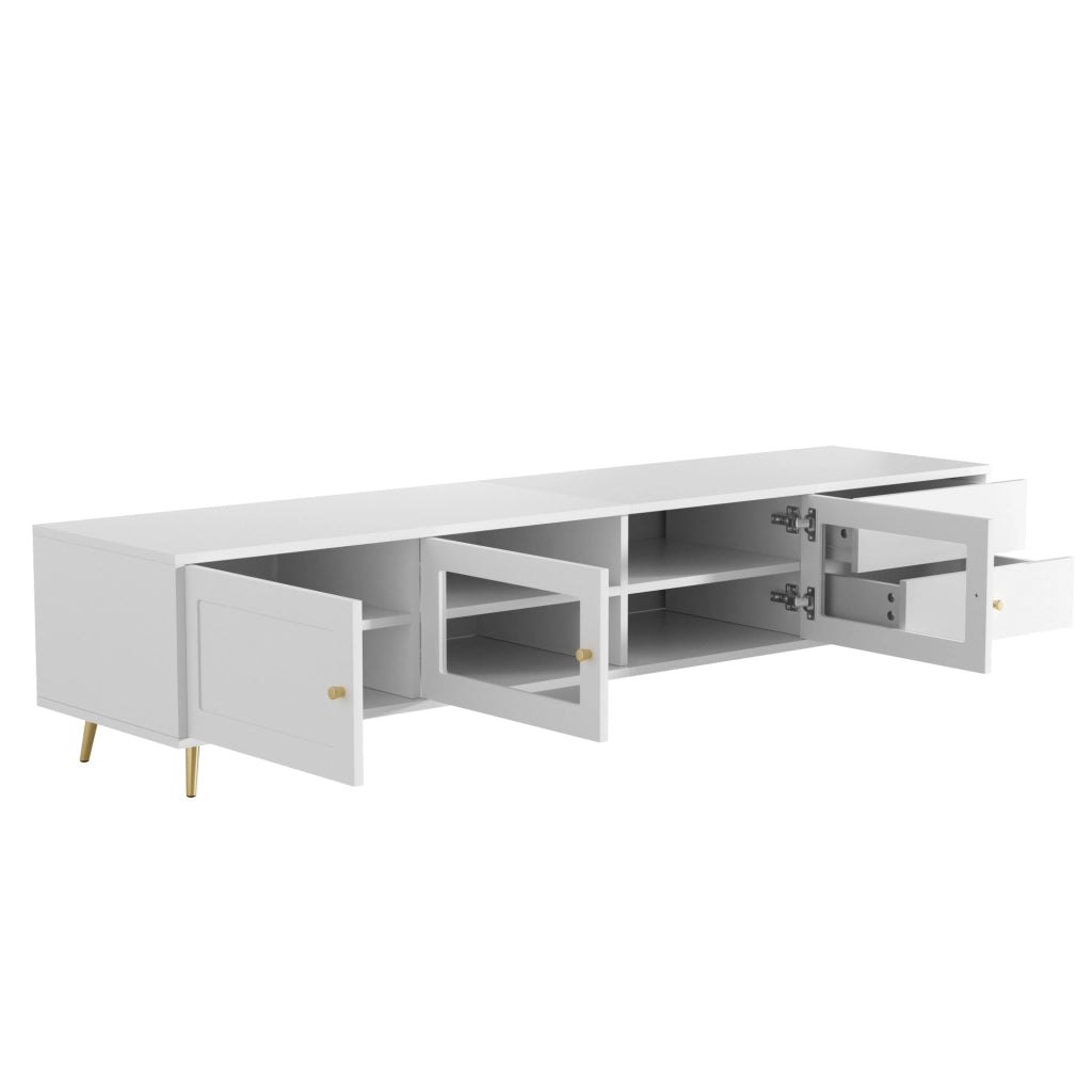 Mobile TV bianco con ante in vetro 170 cm