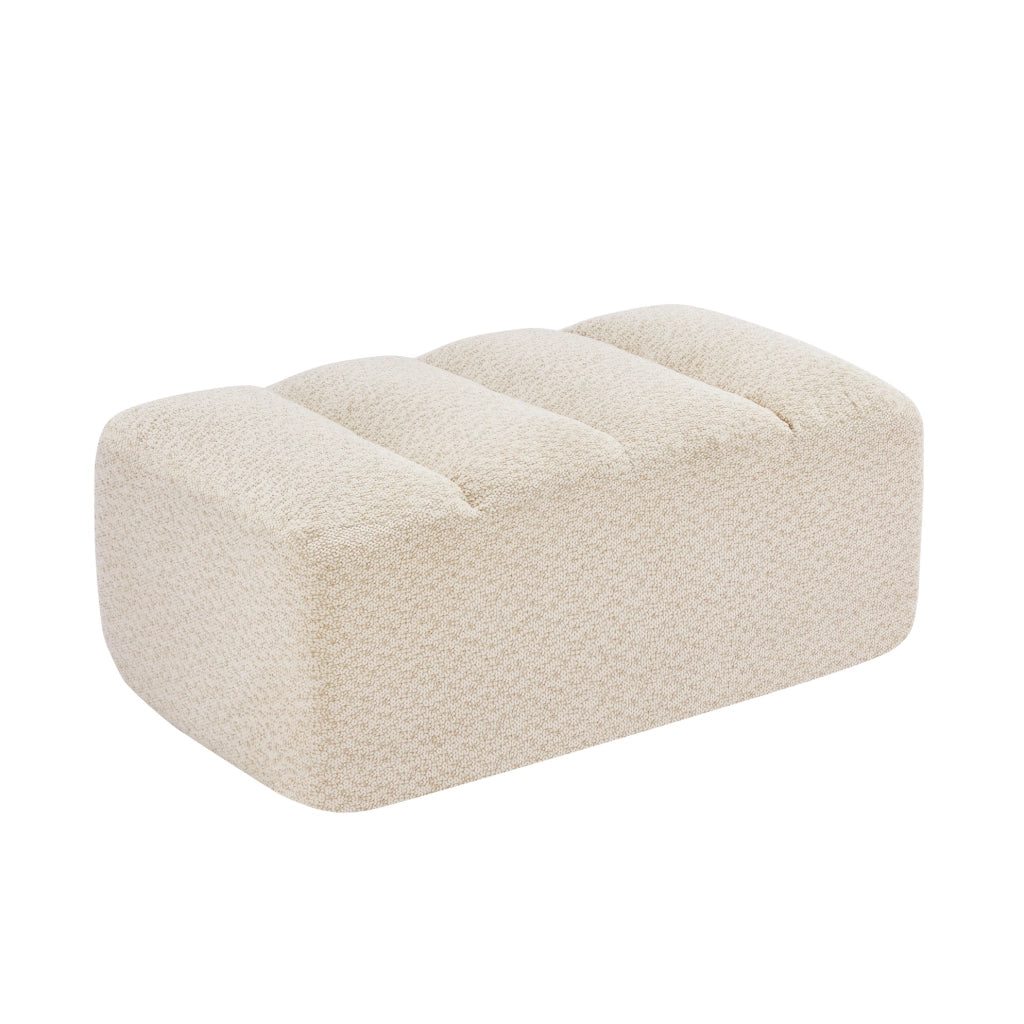 Divano modulare con ottomana in fleece beige e bianco