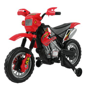 Moto cross elettrica per bambini 3-6 anni 6V con fari clacson e rotelle rimovibili 102 x 58 x 66 cm rosso e nero
