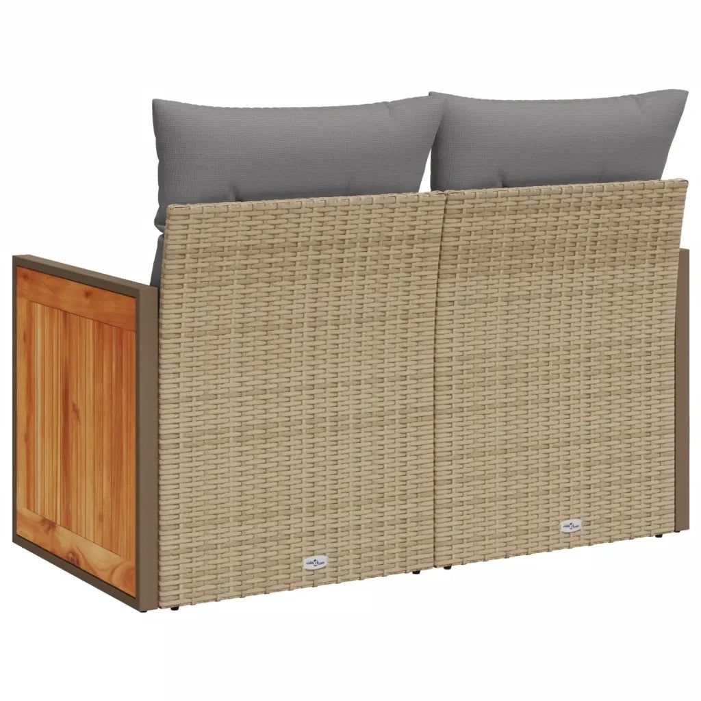 Divano da Giardino con Cuscini a 2 Posti Beige in Polyrattan 366111