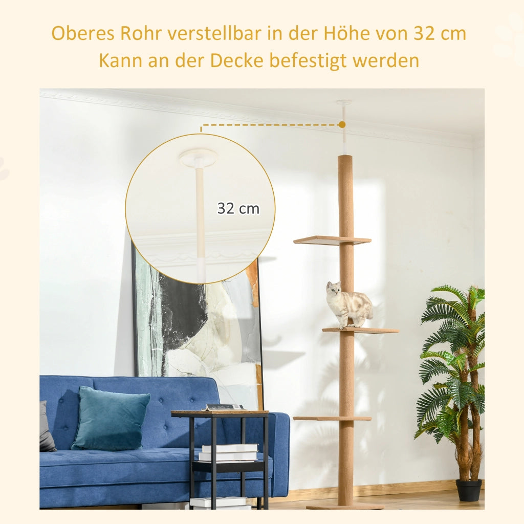 Albero tiragraffi per gatti con piattaforme ¨C zephmum ¨C 228-260 cm marrone chiaro