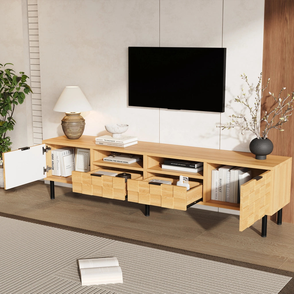 Cassettiera TV Naturale in MDF e Truciolare 200 x cm